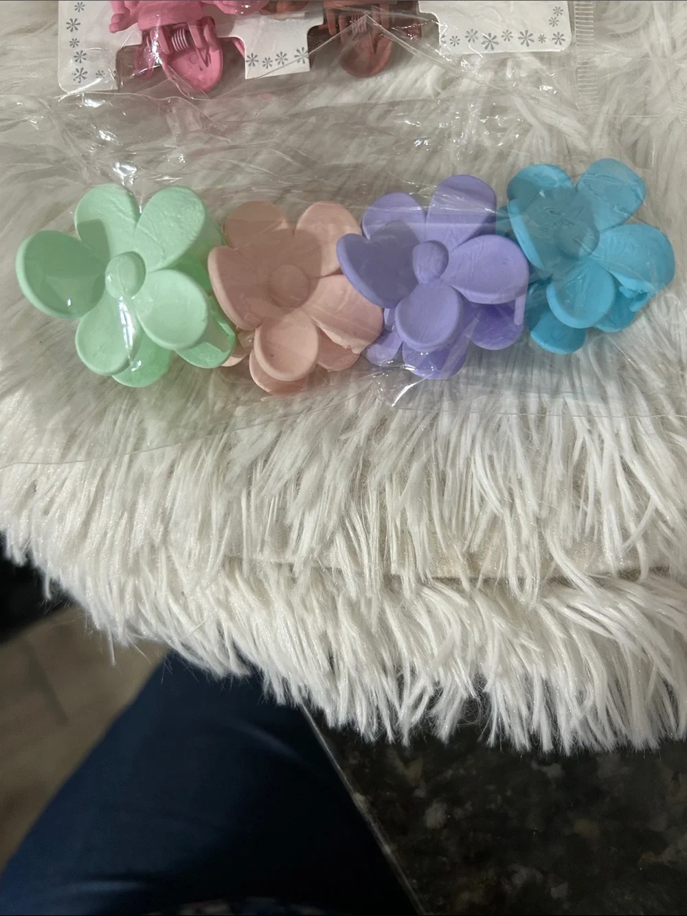 Kids Flower Hair Clips - Pastel Pink, Lavender, Mint & Blue - (Brand)